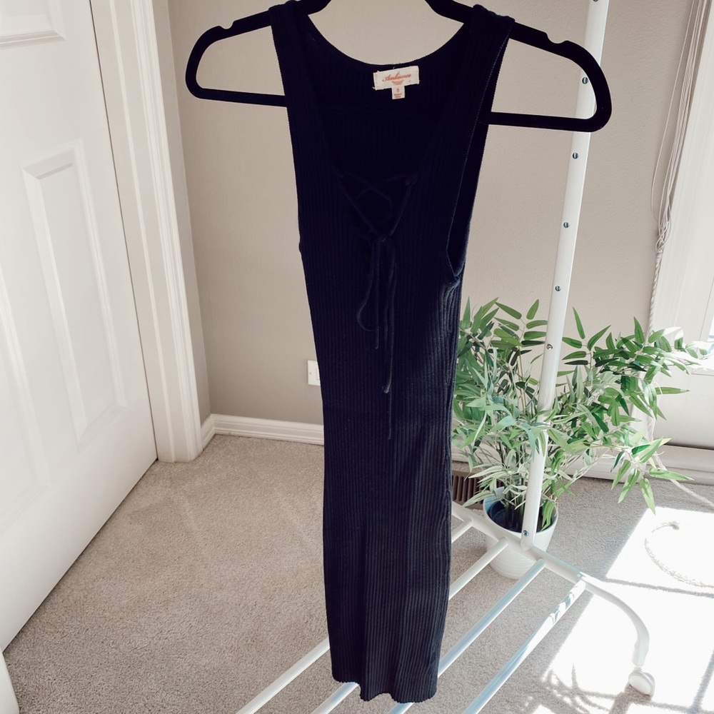Black Cotton Tight Dress- Layer piece
